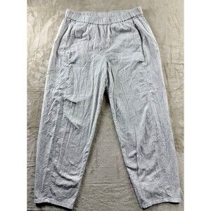 Eileen Fisher 100% Organic Cotton Checked White Pants Size Medium Straight Leg